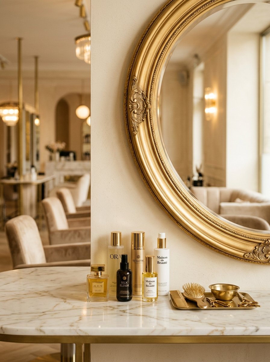 Elegant styling station at The Mirror by Embellish salon